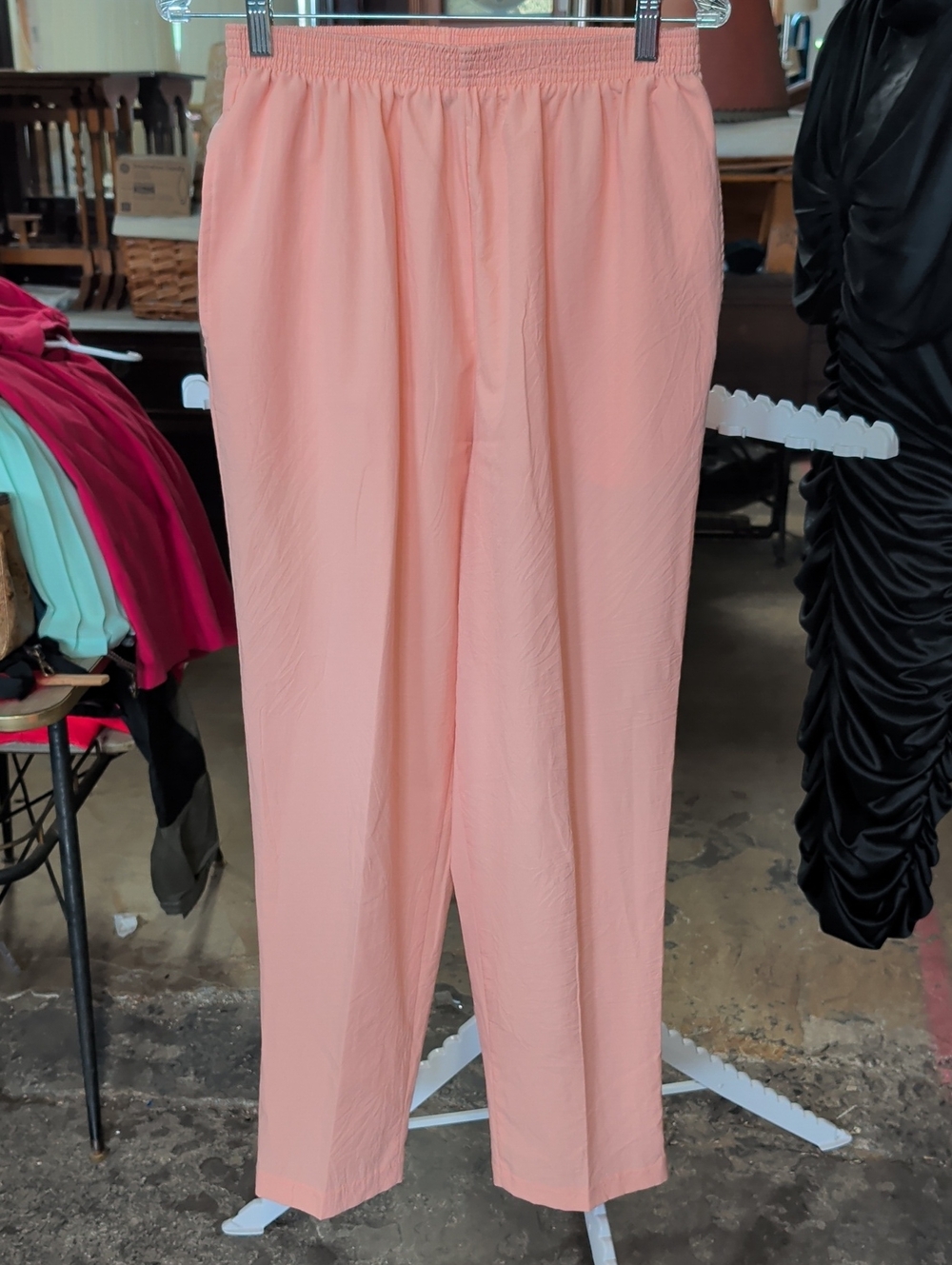 Vintage BonWorth Peach Elastic-Waist Straight Leg Lightweight Pants